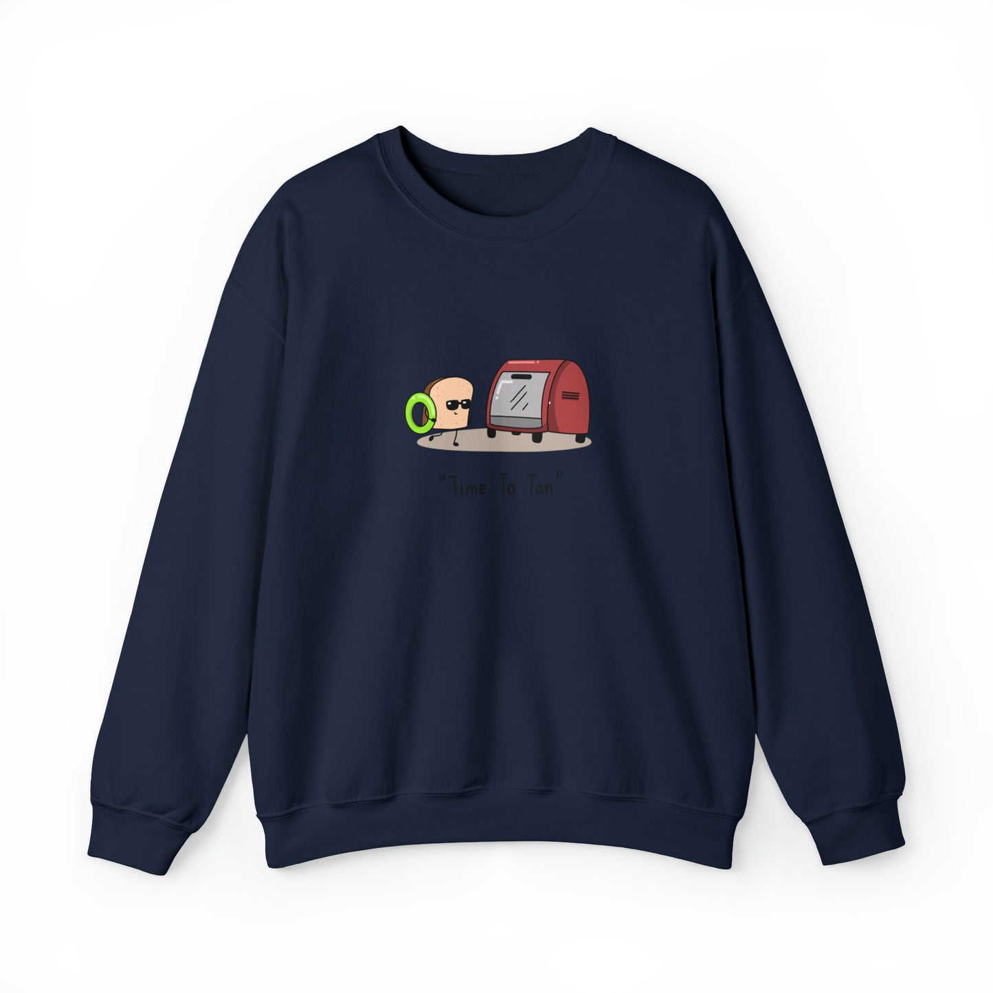 Custom Parody Crewneck Sweatshirt, Time to Tan Design