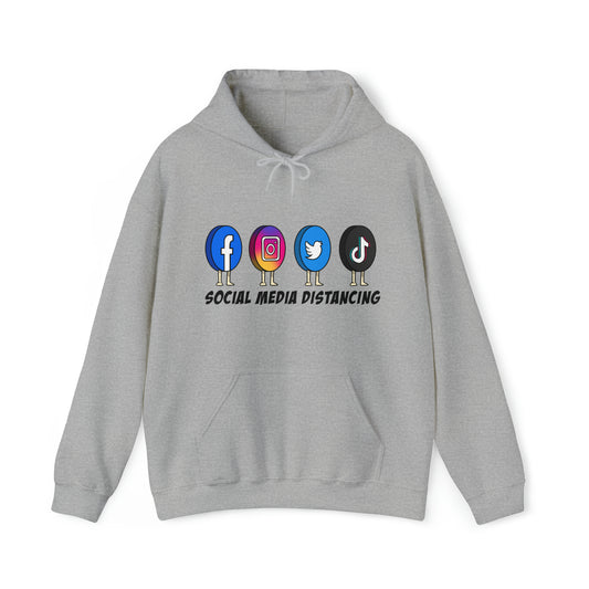 Custom Parody Hooded Sweatshirt, Social Media Distancing design