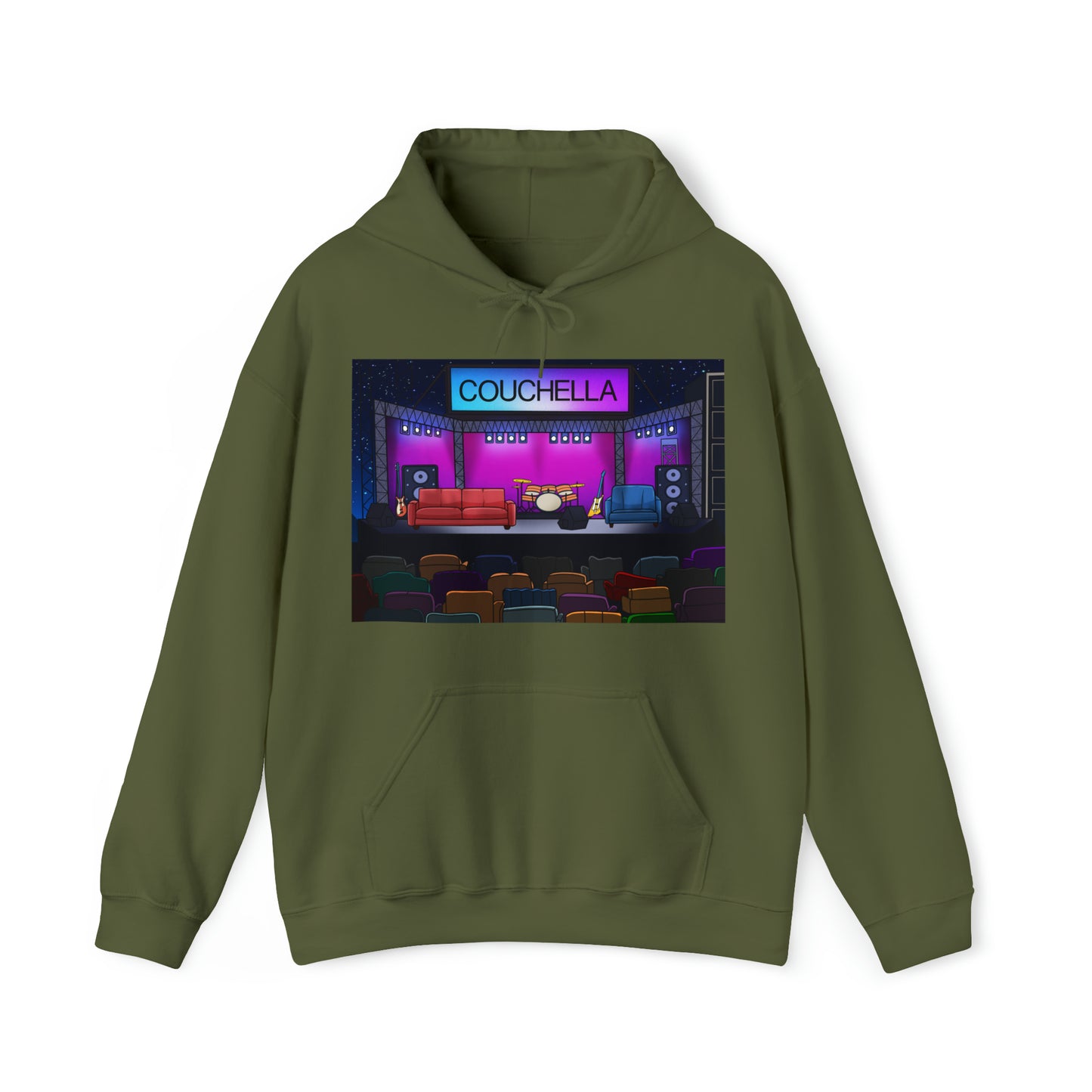 Custom Parody Hooded Sweatshirt, Couchella design