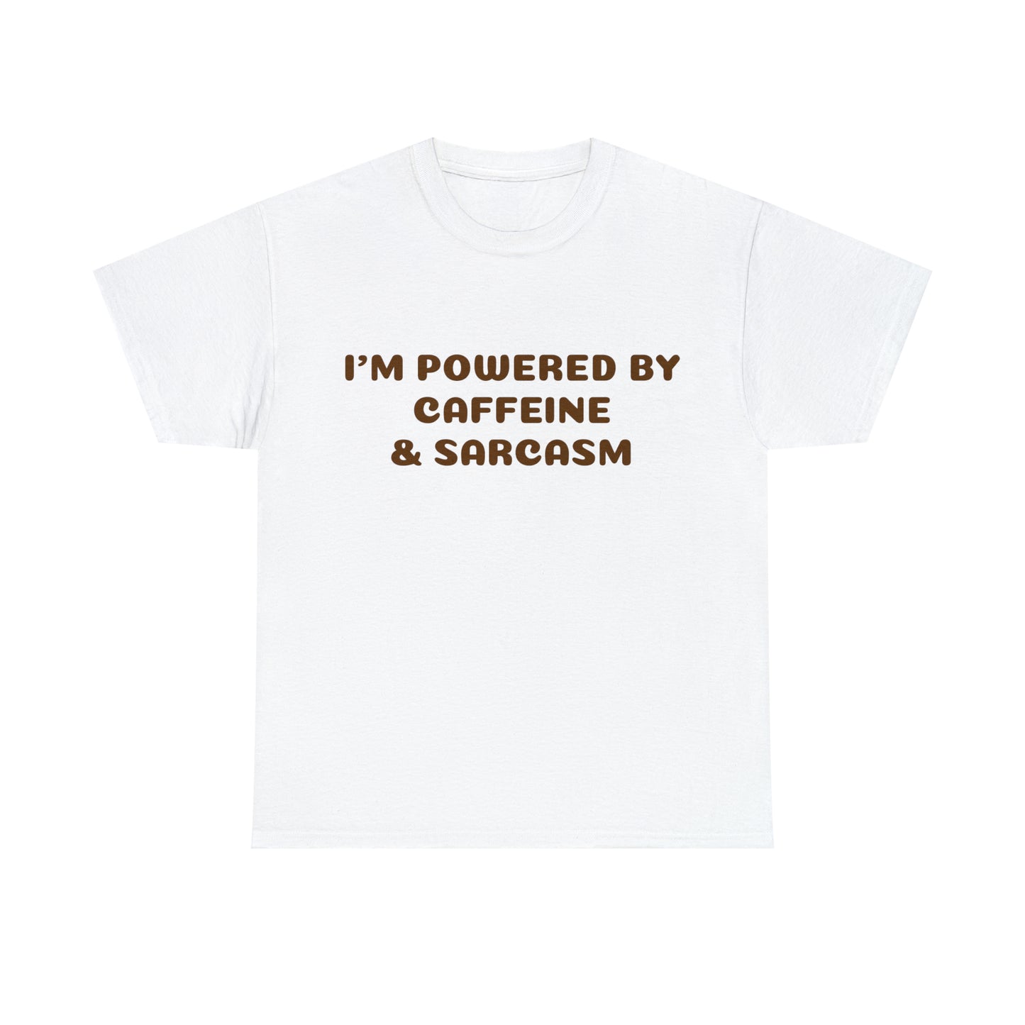 Custom Parody T-shirt, Im powered by coffee and sarcasm shirt design