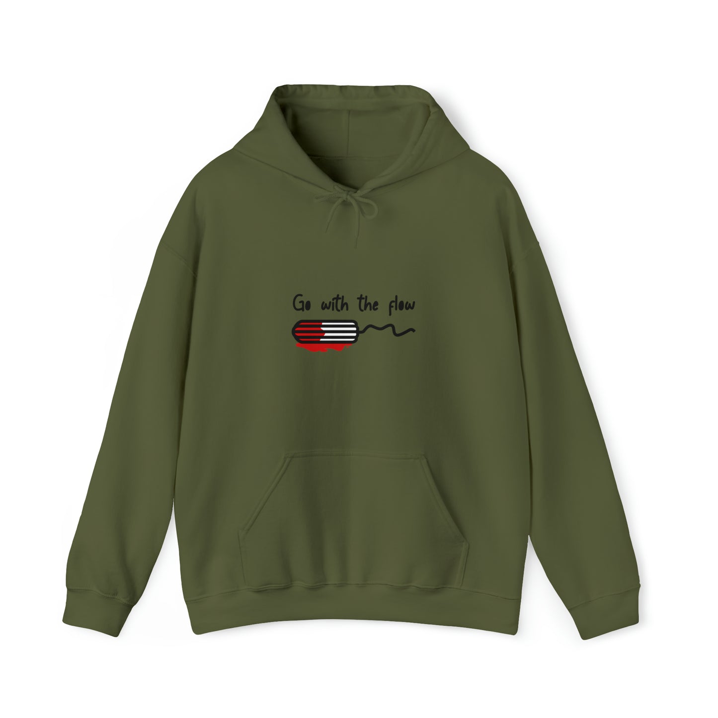 Custom Parody Hooded Sweatshirt, Go with the flow design