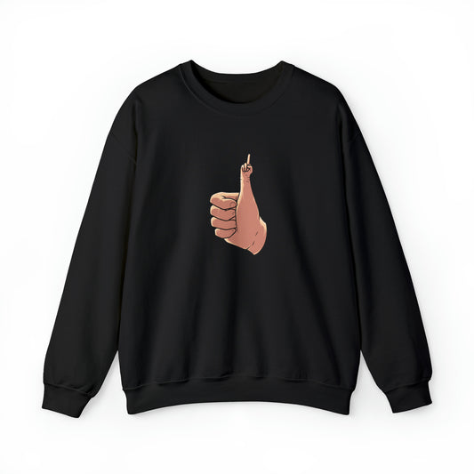 Custom Parody Crewneck Sweatshirt, Thumbs up Middle Finger Design