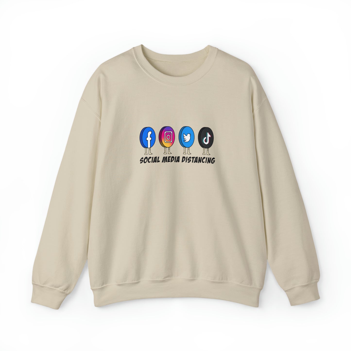 Custom Parody Crewneck Sweatshirt, Social Media Distancing Design