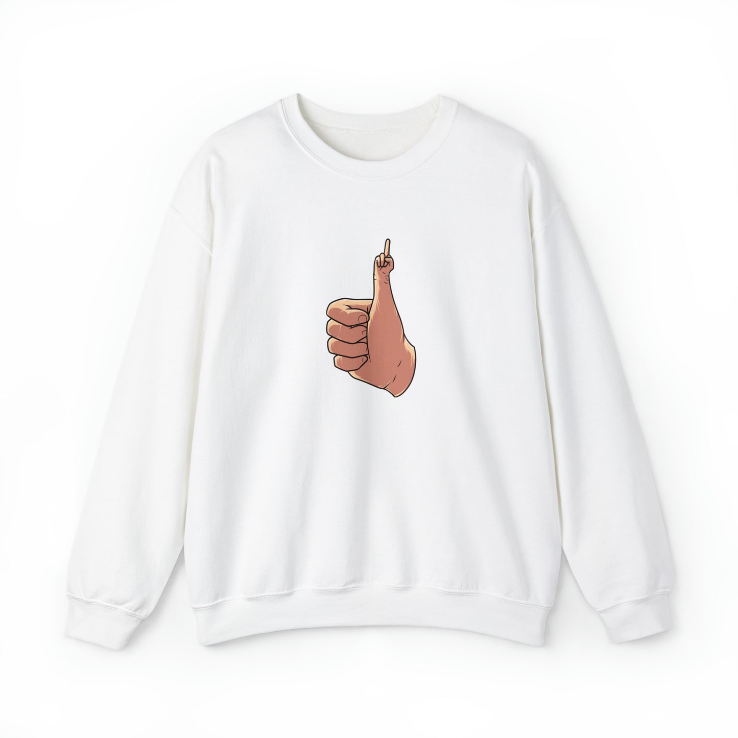 Custom Parody Crewneck Sweatshirt, Thumbs up Middle Finger Design