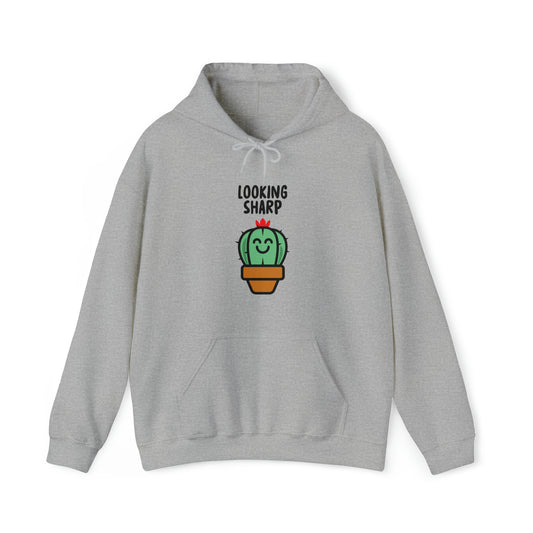Custom Parody Hooded Sweatshirt, Looking Sharp Cactus design